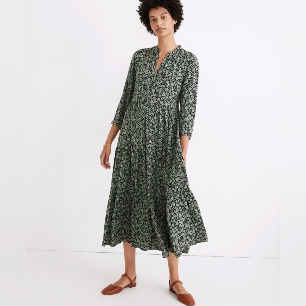 Madewell Button-Front Tiered Midi Dress